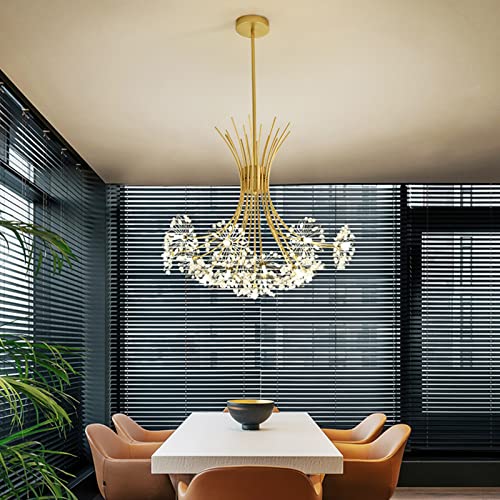 YGWXYYZJ Modern Firework Chandeliers Dandelion Pendant Light, 9/13 Lights G4 Lamps Alloy Fixtures with Bulb and Crystal three-color light source for Kitchen Living Room Restaurant (Gold,19 heads)