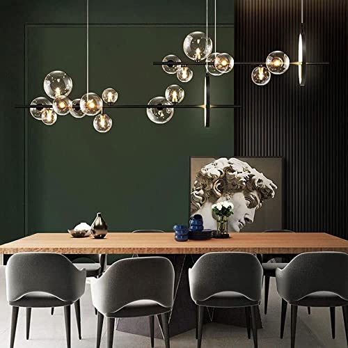 TAXXII Exquisite Chandelier for Home Led Nordic Black Glass Bubble lampshade Gastronomy Room Cloth Conserve Hanging lamp Lighting Light Bulb g9 (Color : 120 * 30cm)