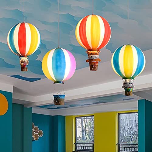 Creative Kids Cartoon Light Fixture Kindergarten Light Blue Chandelier Ceiling Light Hot Air Balloon Ceiling Light Fixture Children's Room Art Lamps Lighting Creative Specialty Rom-Color. 30*50cm