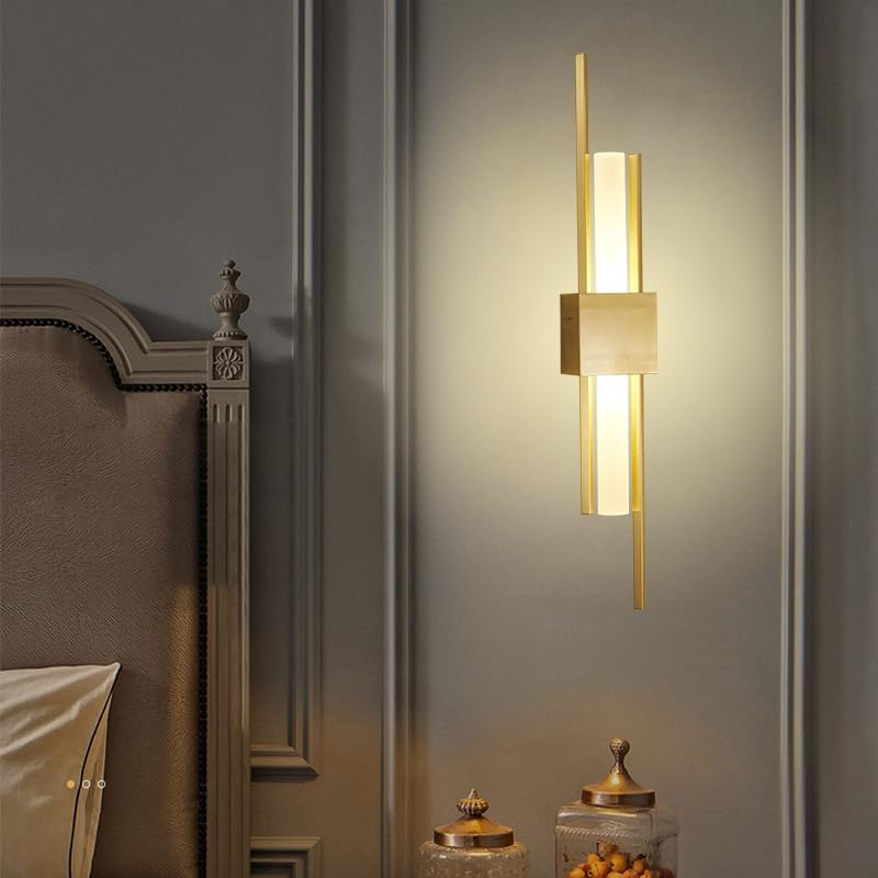 BAUFAS Postmodern Luxury LED Indoor Wall Lights Bedside Lights Modern Wall Lamp Home Living Room Bedroom Decoration Wall Sconces (Color : Warm White 3000K, Size : Gold 1 Pair)