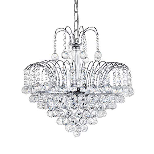 A1A9 Modern Elegant Crystal Chandelier, Clear K9 Crystal Ball Raindrop Ceiling Lights Fixture with 6-Light, Luxurious LED Pendant Lamp for Dining Room Livingroom Foyer Hallway Stairway Home Decor