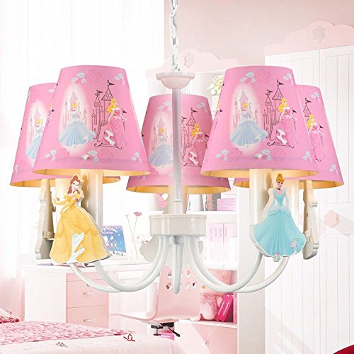 Cartoon Chandelier Princess Room Pink Cute Girls Room Pendant Lamp Child Bedroom Pendant Light
