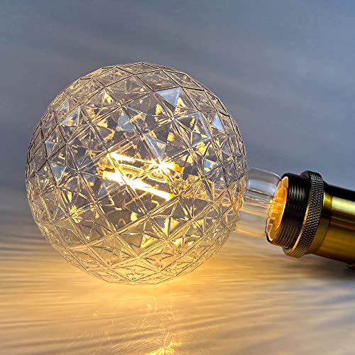 Tianfan LED Bulbs Vintage 4W Warm White 2700Kelvin Big Globe Crystal Led Bulb 220/240V Edison Screw E27 Base Specialty Decorative Light Bulb G125 (Crystal)