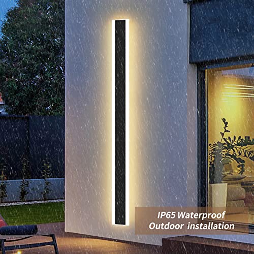 Mikeru 100CM Modern Outdoor Long LED Wall Light, 35W Warm White 3000k Wall Mounted Simple Long Acrylic Wall Light for Hallway, Garden, Balcony