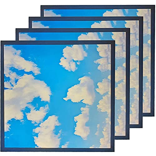 Manningham Lighting 12x 600 x 600mm 48W LED Sky Ceiling Light Square Cloud New Pattern Design Flat Tile Recessed Panel Mimics Natural Light for Office and Home