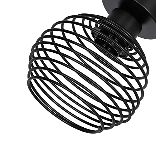 ZMH Hallway Ceiling Light Fitting Black Ceiling Lights - E27 Vintage Semi Flush Mount Industrial Cage Retro Metal Hanging Ceiling Mount Light Fixture - for Kitchen, Bedroom, Sitting - Without Bulb