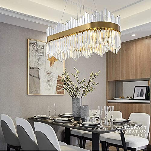 Ceiling Light Chandelier 80 x 30 x 30 cm Luxury Crystal Chandelier Rectangular Stainless Steel Modern Restaurant Dining Room Hotel Villa LED lamp Warm Light