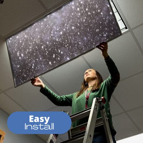 ShadeMAGIC - 4 Pack - Fluorescent Light Covers - 2x4 Film Insert for Ceiling Light Diffuser Panels - Night Sky Stars - Classrooms and Offices - Decorative Lighting