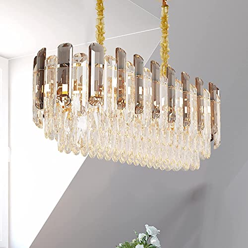 3-Tier Luxury Crystal Chandelier: 100x30cm Rectangular LED Ceiling Pendent Lamp - Height Adjustable Dimmable Classic Decor Ceiling Light for Living Room, Dining Room, Open Kitchen, Hallway, Bedroom