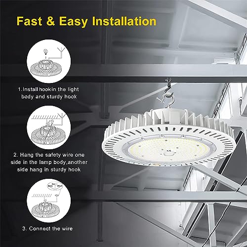 Super Bright UFO LED High Bay Light,High Bay LED Light Shop Light 33,000Lm Output IP65 Waterproof Dimmable for Retrofitting Warehouse Factory,240W
