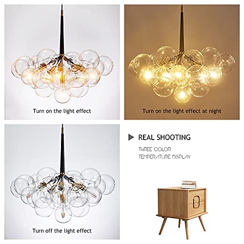 PPWW Glass Ball Bubble Chandelier, Household Chandelier, Modern and Simple 4 Heads 12 Glass Golden Chandelier Glass Ball Staircase Bedroom Creative Children's Room Chandelier (White+Gold)