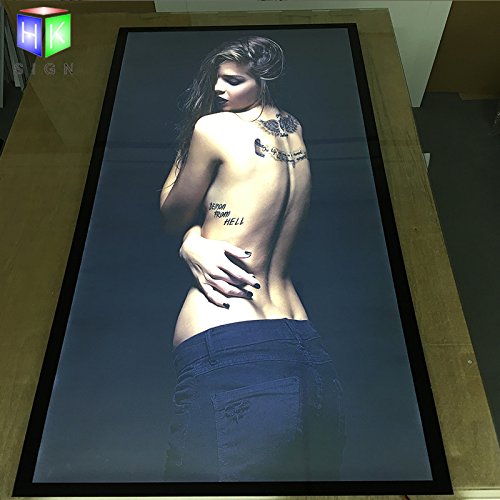 Wall Mounted Magnetic Aluminum Picture Frame Signboard Led Light Box for Menu Board Restaurant Fast Food Photo Frame Display (A1(881mmX634mm))