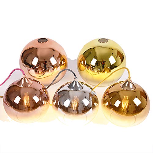 MZStech Spherical Gradient Color Glass Pendant Light Modern Glass Lamp Chandelier Hanging Light (Gold, 20cm)