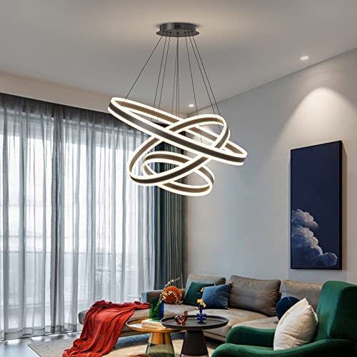 ZenithBeam Modern Ceiling Chandelier Light, Acrylic Anti Flicker Pendant Lamp with Remote Control LED Dimmable 3 Color Mode & Brightness (Warm & Cool & Neutral Light) Ceiling Lamp for Kitchen