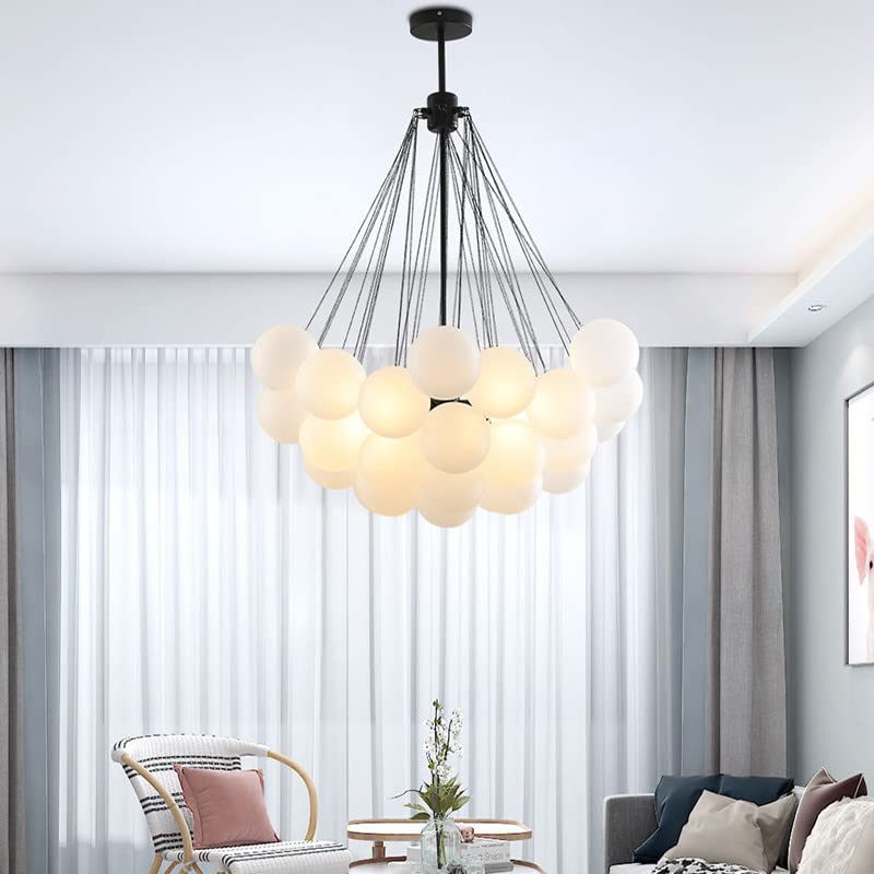 Hanging Lights Crystal Chandelier Nordic Modern Bubble Light Frosted Glass Ball Chandelier Dining Room Living Room Decorative Light Kitchen Light, Suitable for Living Room, Dining Room LED Chandelier