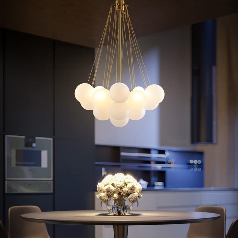 Hanging Lights Crystal Chandelier Nordic Modern Bubble Light Frosted Glass Ball Chandelier Dining Room Living Room Decorative Light Kitchen Light, Suitable for Living Room, Dining Room LED Chandelier