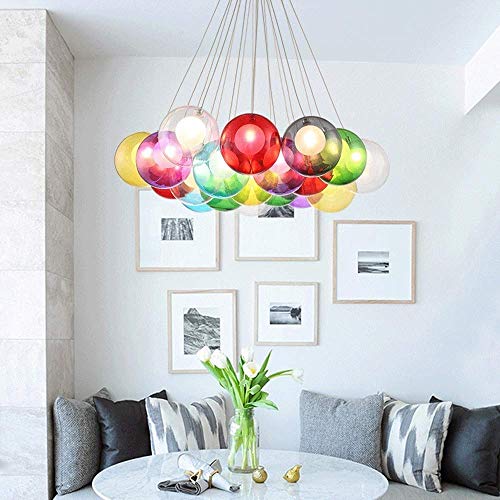 TAXXII Lighting Ceiling Lamp Bubble Glass Ball Pendant Light home luxury chandelier Staircase Bedroom Kids Room home luxury chandelier Restaurant Living Room Multi Lights A+ (Color : Clea