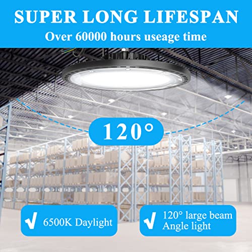 150W UFO LED High Bay Light Industrial Lamp Commercial Area Lighting Fixture AC85-265V 18000LM Daylight White 6500K LED Shop Lights Commercial Lighting Fixture for Workshop Factory Warehouse Garage