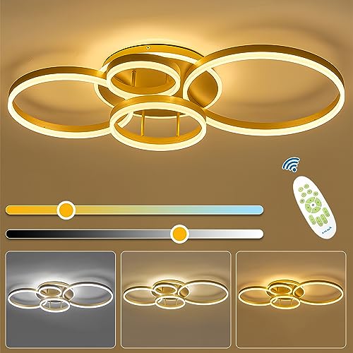 XEMQENER LED Ceiling Light, 77W Dimmable Chandeliers Ceiling Lights Color and Brightness Adjustable,Modern LED Ceiling Lamp with Remote & Memory Function for Living Room Bedroom Kitchen Hallway Office