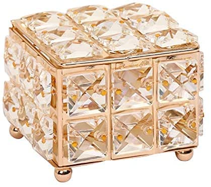 TEmkin Girls Jewelry Box Jewelry Organizer Jewelry Cabinet Crystal Organizer Holder Jewelry Boxes with Cover Home Decor Rhinestone Earring Ring Pearls Storage Box