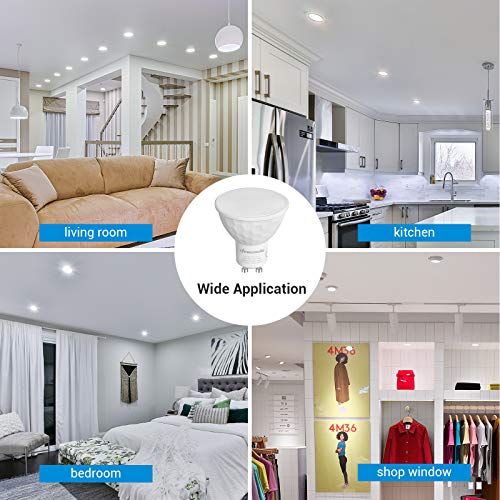 DEWENWILS 6 Pack GU10 LED Bulb Dimmable, Cool White 6000K, 5W(50W Halogen Replacement), 120° Wide Beam Kitchen Spot Light for Ceiling, 350LM Energy Saving Bulb for Lamp, LED Lighting for Bedroom