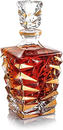 TEMKIN Liquor-decanters Whiskey Decanter 850 Ml Whisky Carafes Crystal Liquor Decanters for Bourbon, Easy to Use Decanter