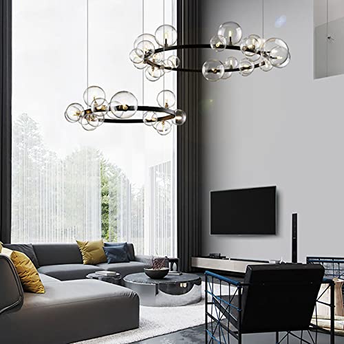 TAXXII Creativity Bubble Chandelier Lamp G9 Base Light Luxury Ceiling Light Adjustable Height Pendant Light For Kitchen Island Dining Room Bedroom-Black 85x150cm