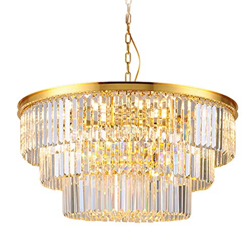 TEmkin Chandelier,E14 Light Luxury Living Room Crystal Lamp,Model Room Project Chandelier,Modern Minimalist Dining Room Lamps,Bedroom Lamps-Gold and Crystal Round 60cm