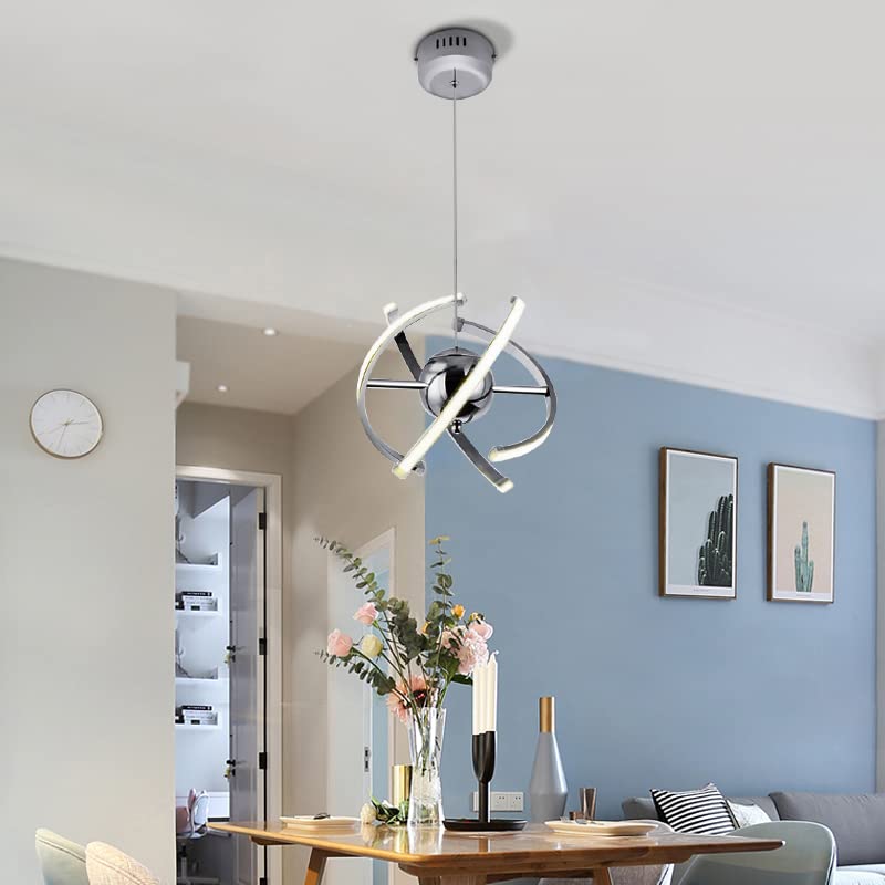 ELINKUME Modern Living Room LED Pendant Lights,Creative Adjustable Kitchen Light Fixture,26W Globe Chrome Ceiling Chandelier for Dining Room,Bedroom,Hall Lighting