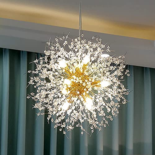 Vikaey Modern Crystal Chandelier, 9-Light Living Room Chandelier, Chandeliers Ceiling Light for Bedroom Kitchen Office (Gold)