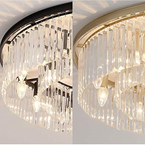 Lowering the lantern A chandelier European Style LED Crystal Ceiling Lamp Candle Light Round Chandelier Villa Hotel Dining Living Room Luxury E14/8 Bulbs 60*60*18 lowering the lantern ( Color : Gold )