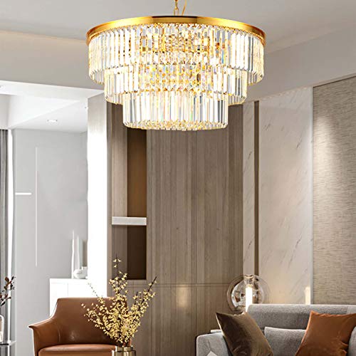 TEmkin Chandelier,E14 Light Luxury Living Room Crystal Lamp,Model Room Project Chandelier,Modern Minimalist Dining Room Lamps,Bedroom Lamps-Gold and Crystal Round 60cm