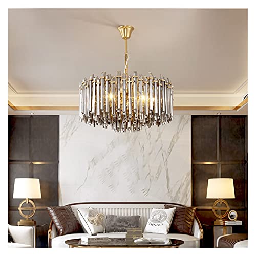 Machine Luxury Crystal Chandelier Nordic LED Living Room Lamp Black Chandelier Round Restaurant Bedroom Decoration Lamp (Color : GrayCrystal, Size : Dia40xH32cm)
