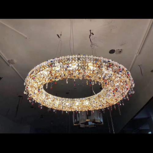 Modern Large Crystal Chandelier Light Fixtures for Living Room Round Colorful Lamp Design Home Decor Luxury Lighting (Emitting Color : Cold White Size : Blue Crystal)