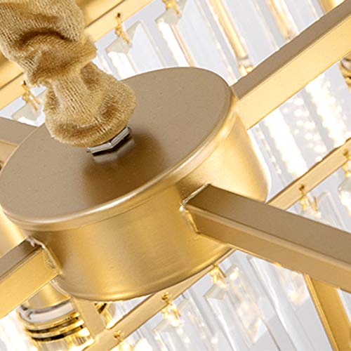 TEmkin Chandelier,E14 Modern Living Room Light Luxury Square Crystal Chandelier,Modern Simple Restaurant Lamp,Nordic Bedroom Lamp,Creative Crystal Lamp-Golden. 100cm