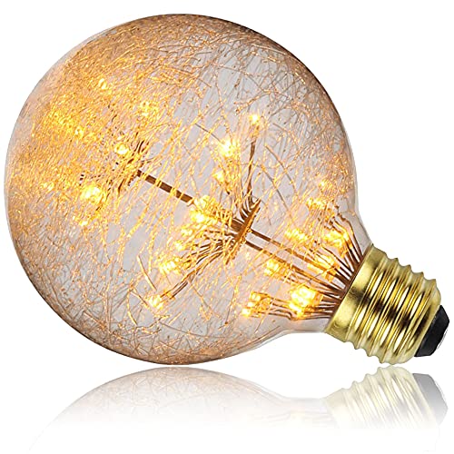 YANUODA Led Bulbs Vintage Light Bulb 3W Starry Deorative Light Bulb 2200Kelvin Yellow Warmth Glow E27 (G95 Moon Light)