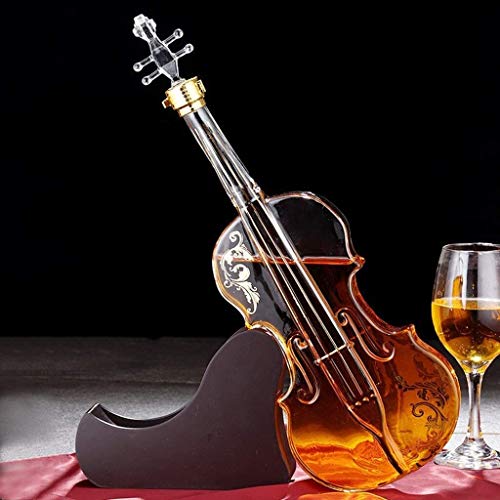TEMKIN Whiskey Decanter Violin Decanter - Funny Crystal Drinking Cup,Creative Whiskey Glasses,Double Wall Cool Beer Cup for Wine Cocktail Vodka,Home Halloween Party Bar Gift Whiskey Set Decanter