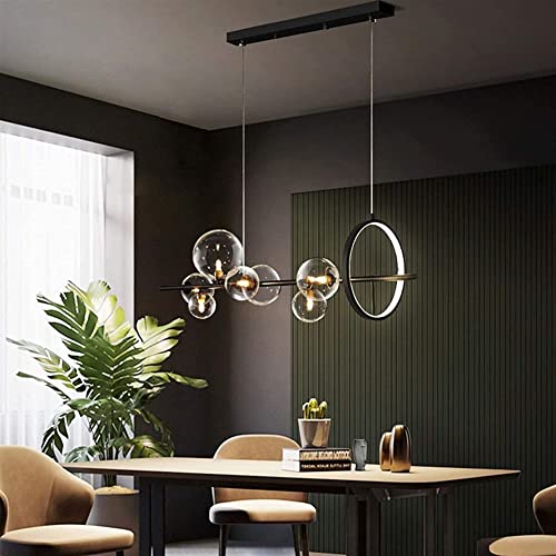 TAXXII Bubble Lighting Linear Pendant Light Fixture Clear Glass Globe Ceiling Chandelier Lighting Kitchen Dining Room Decorative Hanging Lamp (Size : 7-lights) (Onecolor 7)