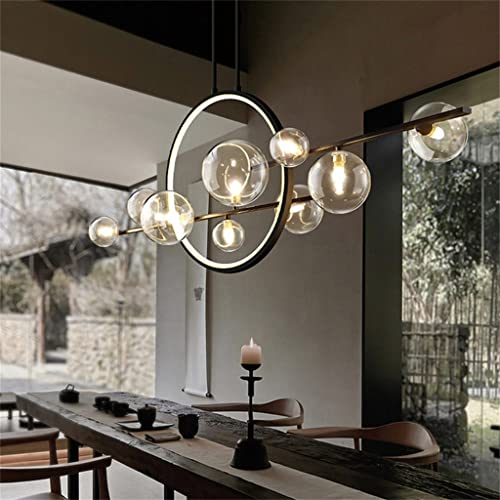 RAGGZZ Glass Bubble Chandelier Led Nordic Kitchen Island Hanging Lights Round Decor Lighting (Color : A, Size/a/As The Picture Shows