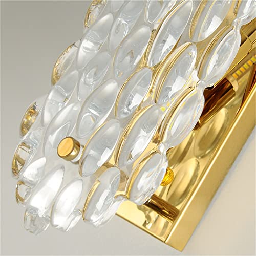 TEmkin Crystal Golden Wall Lamp Living Room Background Wall Creative Personality Bedroom Bedside Aisle (Color : Cool White) (Warm White)