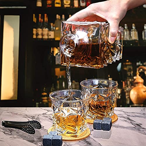 TEMKIN decanter Whiskey Decanter Set with Glasses, Crystal Liquor Decanter Set with 4 Glasses in Premium Box, Bourbon Whiskey Decanter Sets for Men, Whiskey Drinking Glass for,Cocktail,Vodka Whisky an
