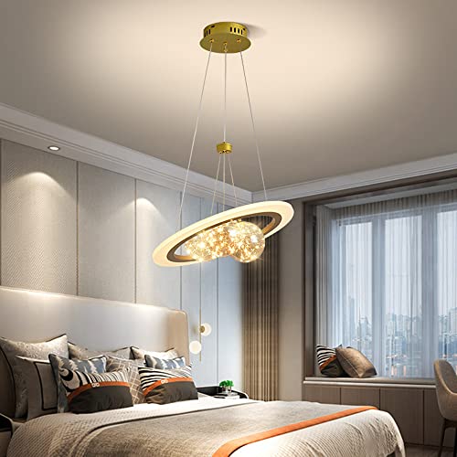 Ceiling Pendant Lights, Kid's Room Acrylic Led Creative Cartoon Gypsophila Glass Ball Space Planet Chandelier Star Hanging Lamp Indoor Children's Bedroom Decor Chandelier