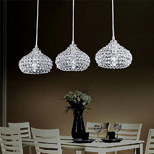 FEEKENBU Modern 3 Lights Crystal Pendant Lighting Ceiling Chandelier Lamp for Kitchen