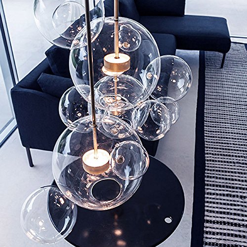 RAGGZZ Modern Creative Decorative Led Elements Kitchen Island Ceiling Lights Designer Nordic Art Transparent Glass Soap Bubble Chandelier Lamp Lighting Device/Three Lightsb