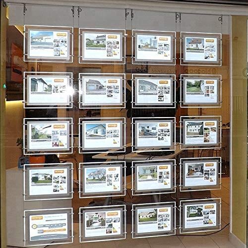 Real Estate Window Hanging Display Office Led Acrylic Poster Frame Light Box Sign Holder