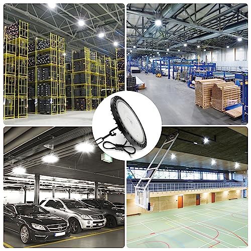 10 Pack 200W LED UFO High Bay Light 6500K Daylight White 20000LM Workshop Lighting IP65 Waterproof Ultra Thin Commercia Shop Industrial Lamp Area Lights Fixtures With 50cm Chain For Workshop Factory