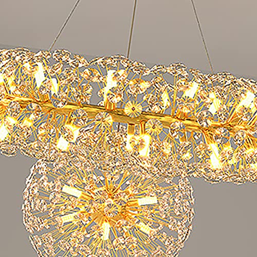 TEmkin Chandelier,Modern Light Luxury Crystal Chandelier,Creative Art Crystal Lamps,Living Room Lamp,Dining Room Lamp,Bedroom Lamp,Study Lamp,Bar Lamp,Hotel Lamp,Coffee Shop Lamp.-Golden. 50+100cm
